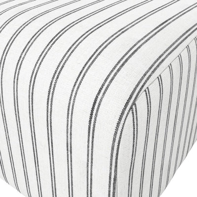 Quince Cream & Charcoal Striped Pouffe Furniture 