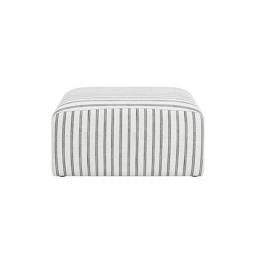 Quince Cream & Charcoal Striped Pouffe Furniture 