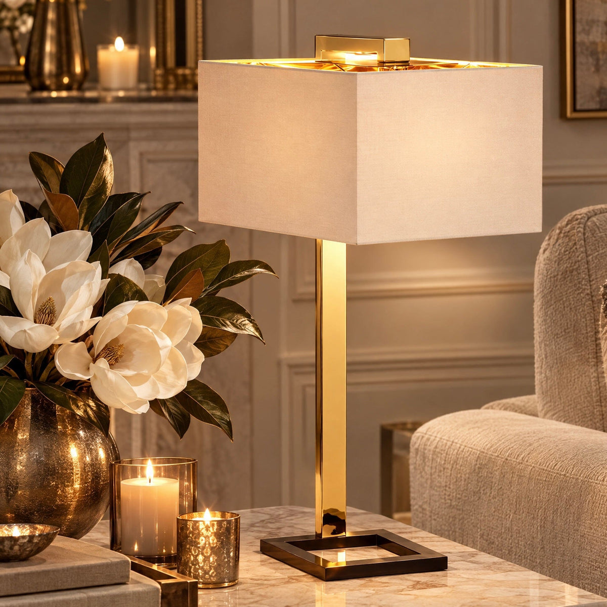 Reagan Gold & Brown Decorative Table Lamp Lighting 