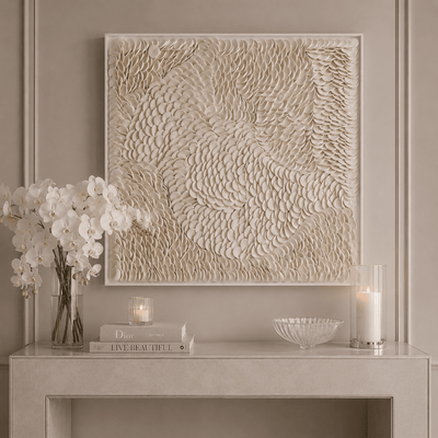 Remy Cream Textured Wall Art in Acrylic Frame Accessories 