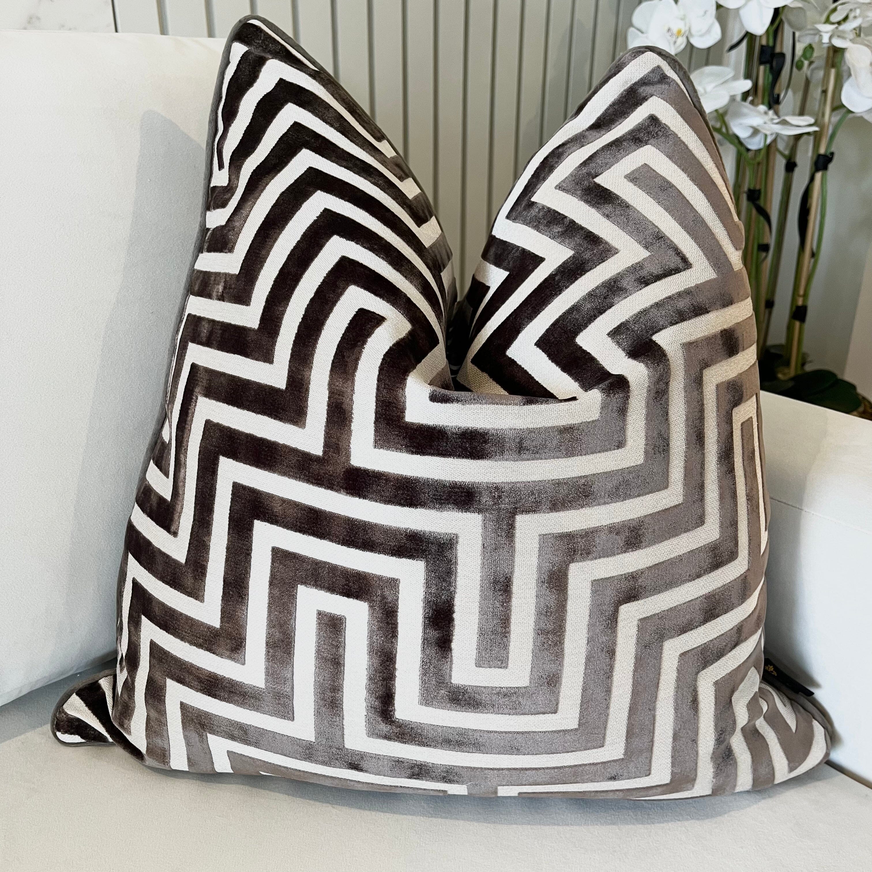 Reverie Chocolate Geometric Cushion - 56 x 56cm Textiles 