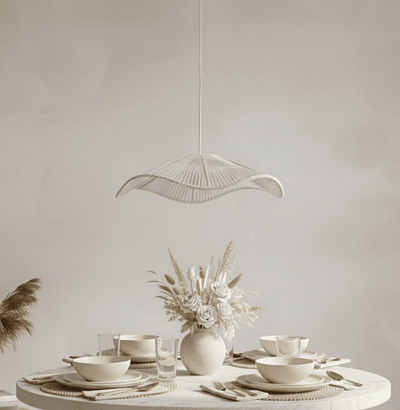 Rhia Cream Woven Wavy Ceiling Light Lighting 