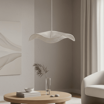 Rhia Large Cream Woven Wavy Ceiling Light Lighting 