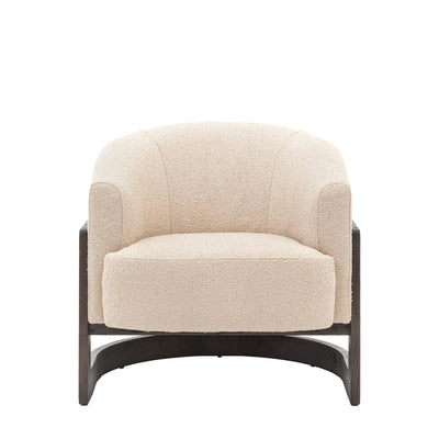 Richmond Neutral Boucle Curved Chair with Walnut Detailing Furniture 