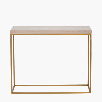 Robyn Beige Granite & Gold Square Console Table Furniture 