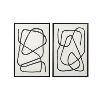 Robyn Black Squiggle Framed Canvas Wall Art - Set of 2 Accessories 