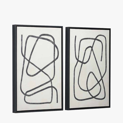 Robyn Black Squiggle Framed Canvas Wall Art - Set of 2 Accessories 