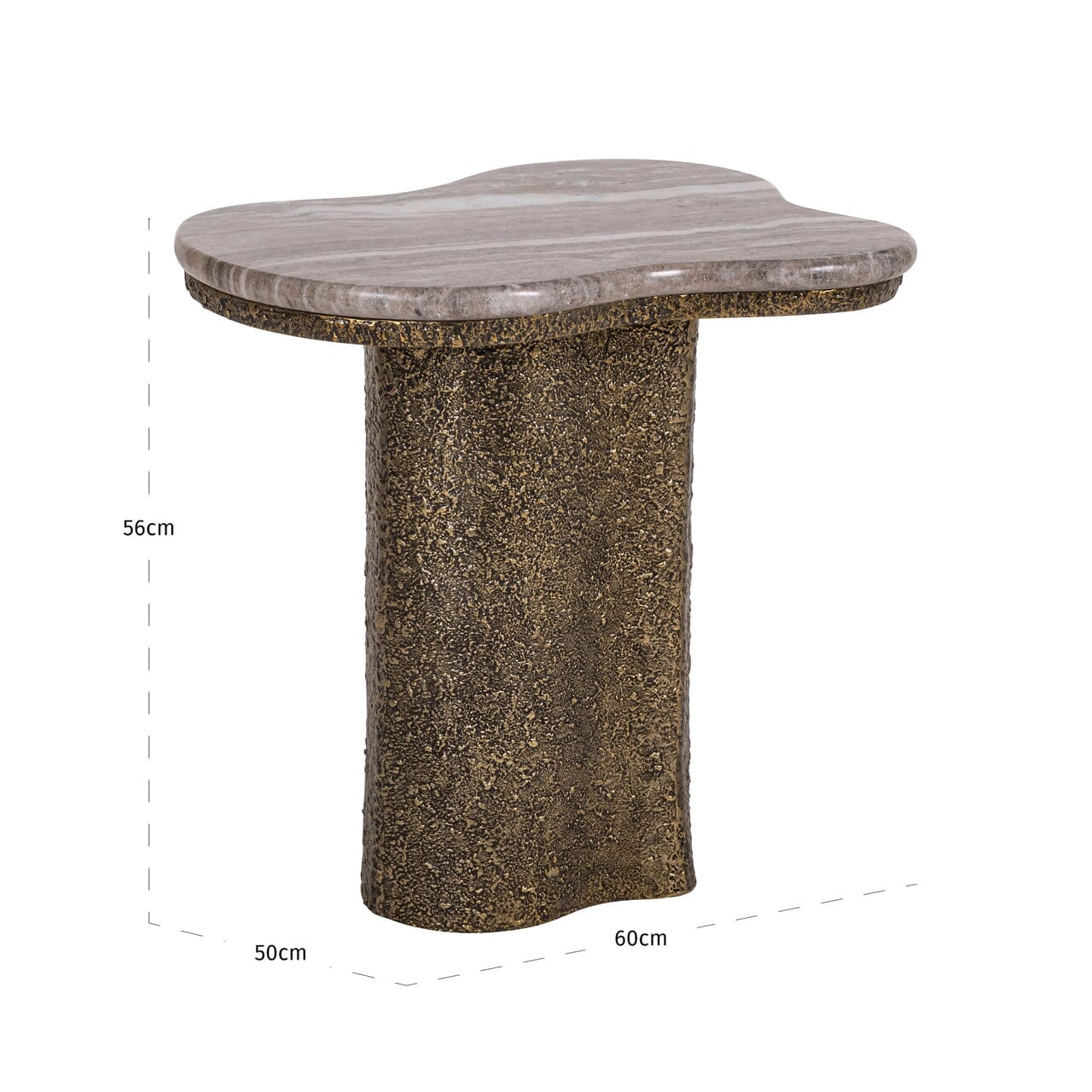 Rolter Neutral Marble Side Table with Brushed Brass Base Furniture 