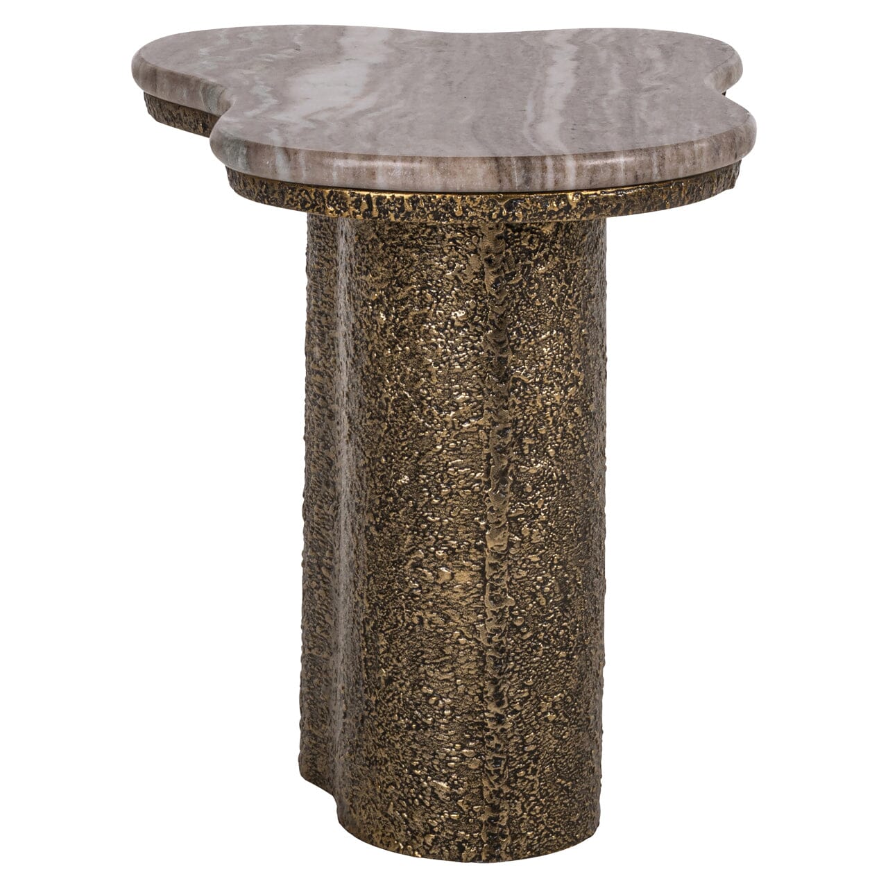 Rolter Neutral Marble Side Table with Brushed Brass Base Furniture 