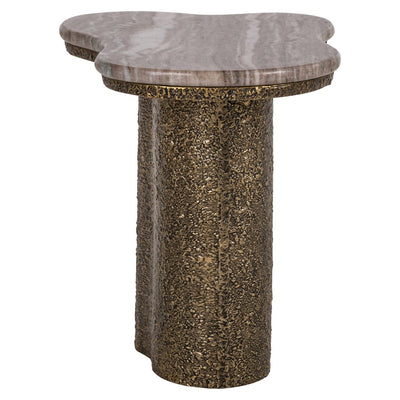 Rolter Neutral Marble Side Table with Brushed Brass Base Furniture 