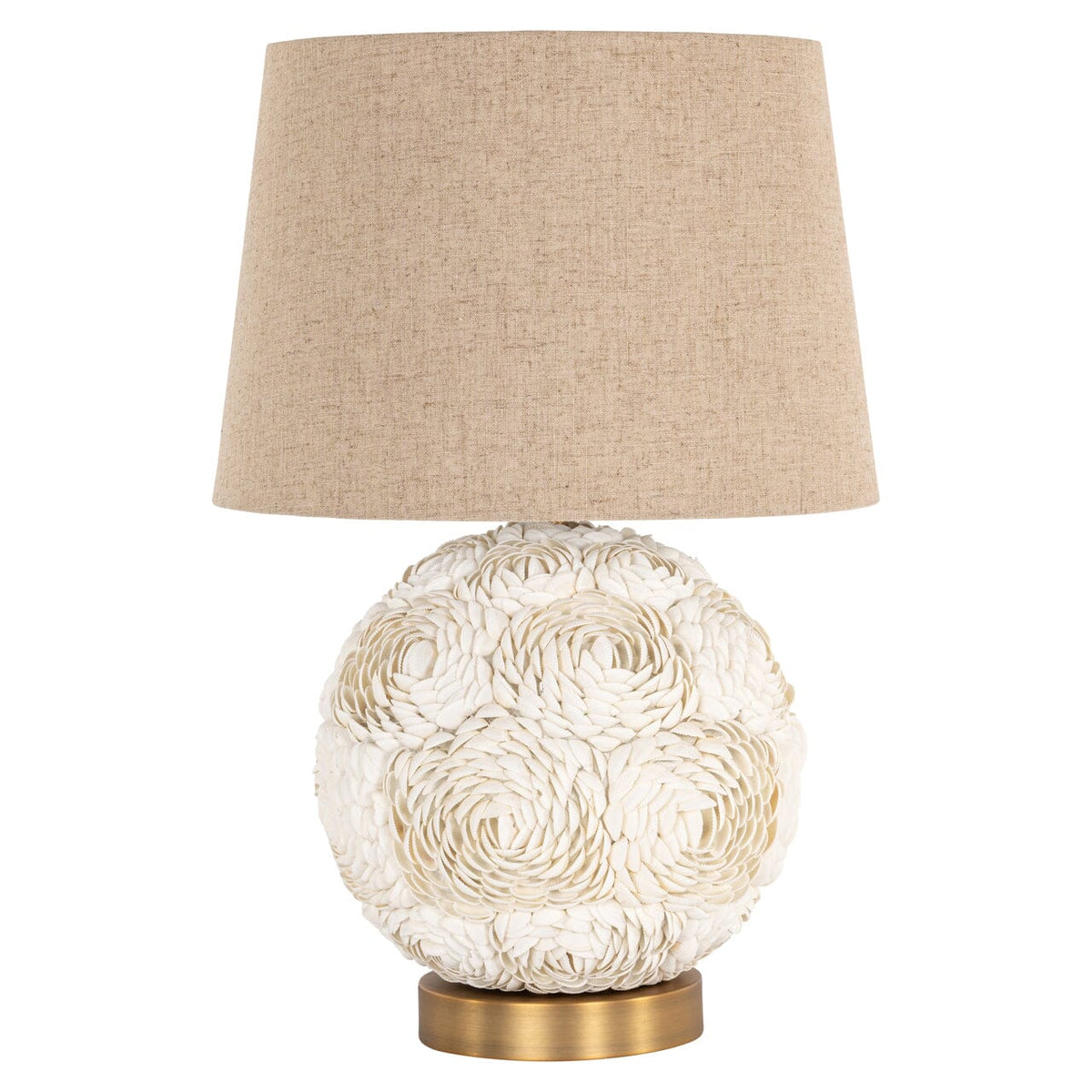 Roma Cream 3D Floral Round Table Lamp with Linen Shade Lighting 