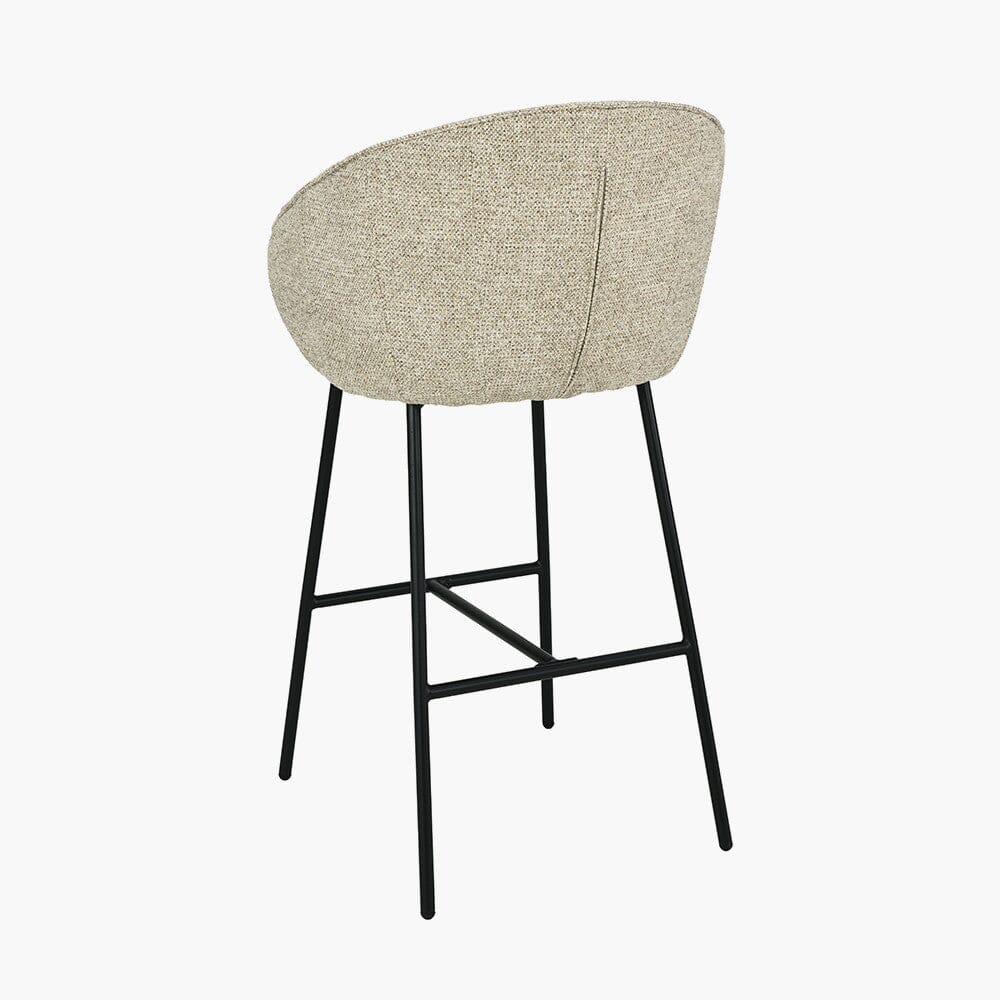 Romy Mocha Textured Chenille Bar Stool with Black Legs Furniture 