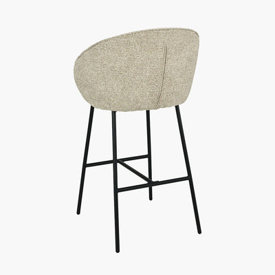 Romy Mocha Textured Chenille Bar Stool with Black Legs Furniture 