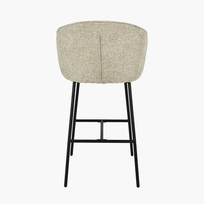 Romy Mocha Textured Chenille Bar Stool with Black Legs Furniture 