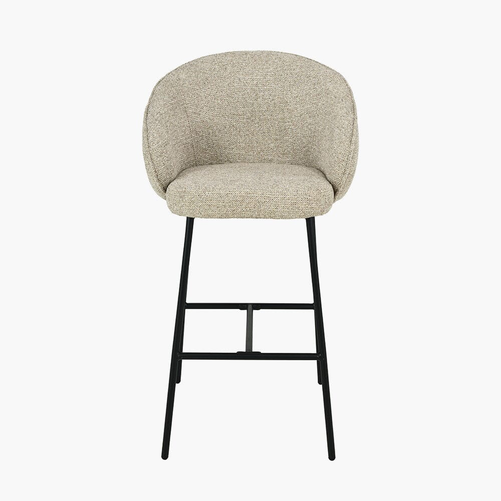 Romy Mocha Textured Chenille Bar Stool with Black Legs Furniture 