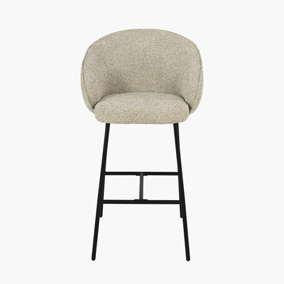 Romy Mocha Textured Chenille Bar Stool with Black Legs Furniture 