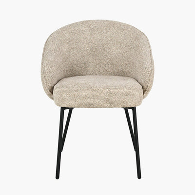 Romy Mocha Textured Chenille Dining Chair with Black Legs Furniture 