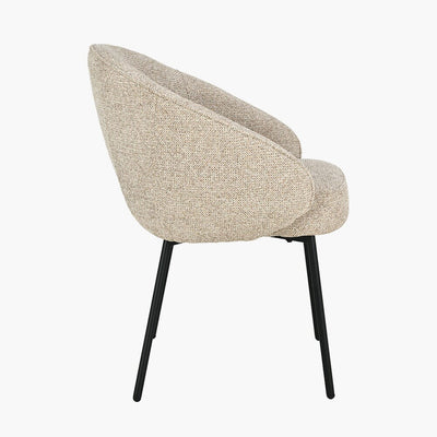 Romy Mocha Textured Chenille Dining Chair with Black Legs Furniture 