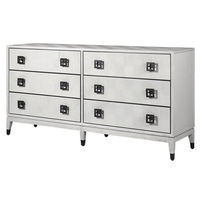 Rosa White Wash Oak Veneer 6 Drawer Chest Furniture 