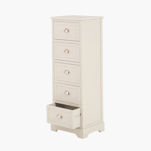Rosanna Cream 5 Drawer Tall Chest Furniture 