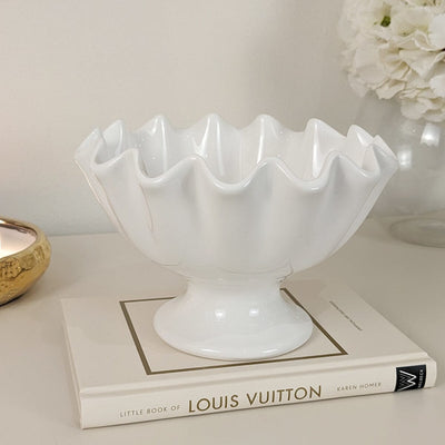 Rothesay White Ruffled Effect Ceramic Bowl Accessories 