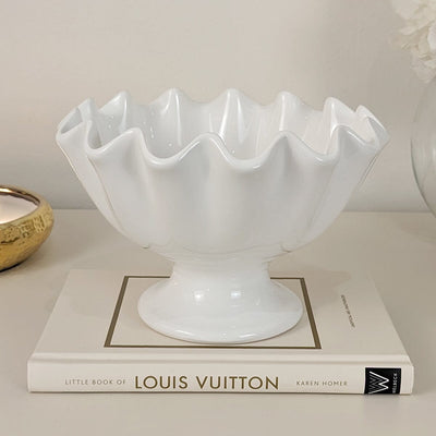 Rothesay White Ruffled Effect Ceramic Bowl Accessories 
