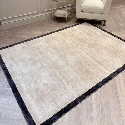 Ryley Cream Viscose Rug with Black Border Textiles 