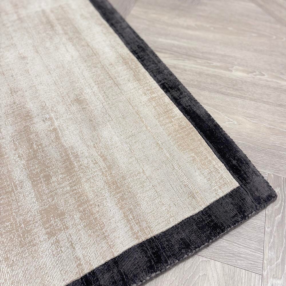 Ryley Cream Viscose Rug with Black Border Textiles 