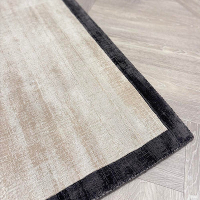 Ryley Cream Viscose Rug with Black Border Textiles 