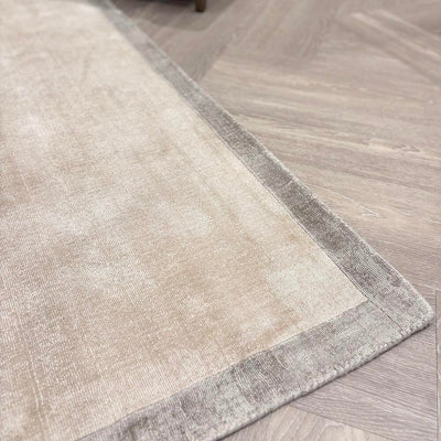Ryley Cream Viscose Rug with Silver Border Textiles 