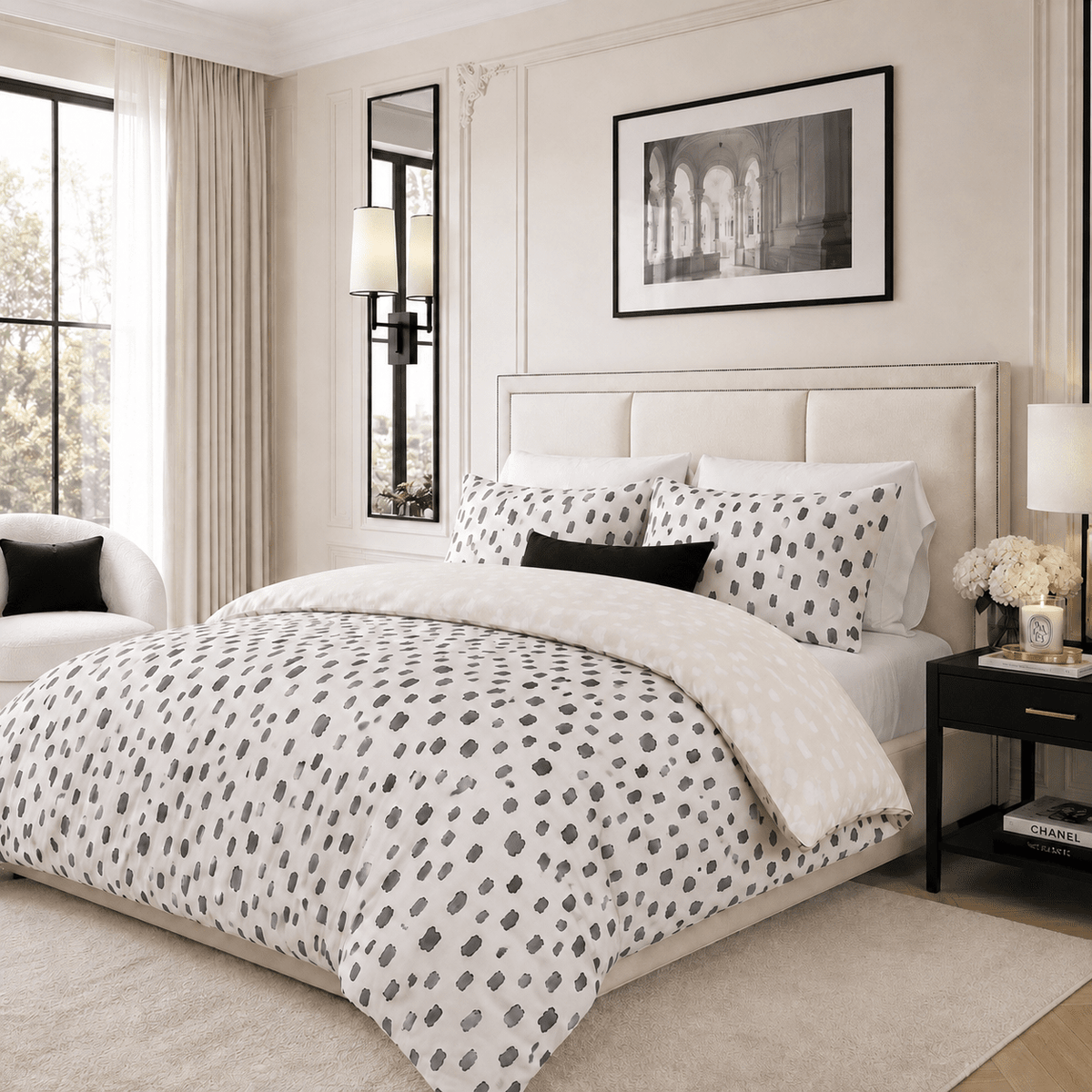 Sadie Monochrome & Cream Reversible Duvet Set Textiles 