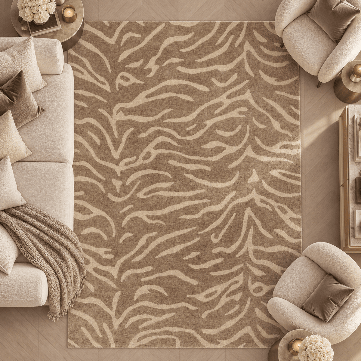 Sahara Taupe Tiger Print Rug Textiles 