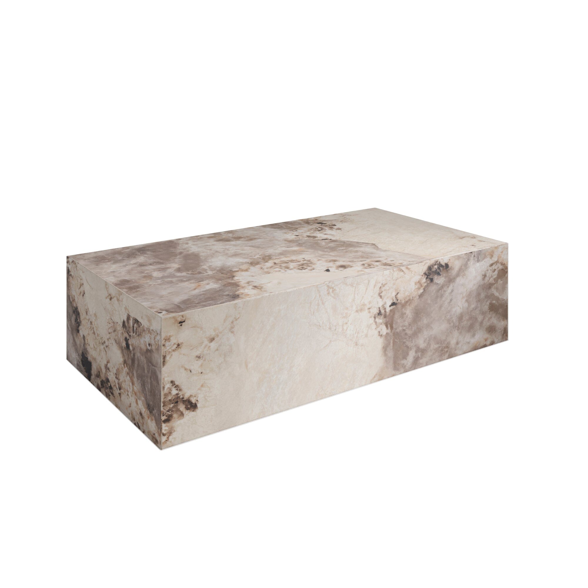 Samoa Taupe & White Marble Rectangular Coffee Table Furniture 