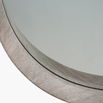 Sanai Large Grey Oak Veneer Round Wall Mirror Accessories 