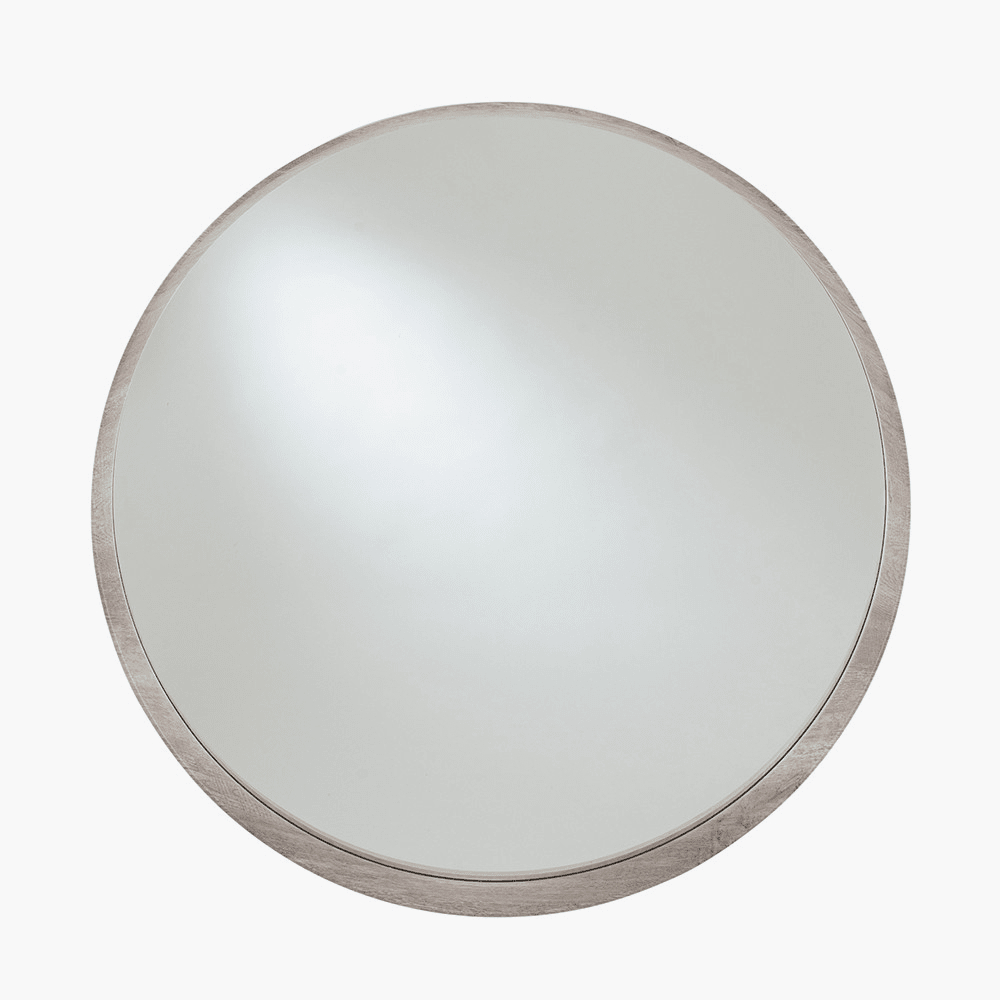 Sanai Large Grey Oak Veneer Round Wall Mirror Accessories 