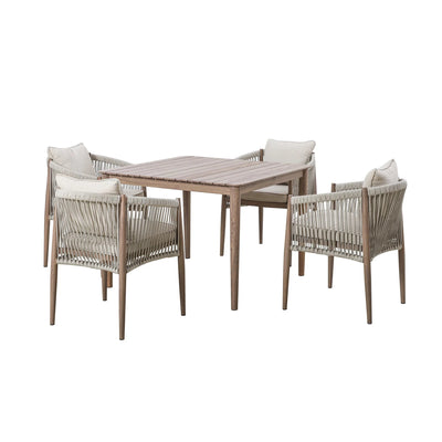 Santorini Outdoor Cream & Taupe Rope Weave 4 Seater Dining Set Outdoor 