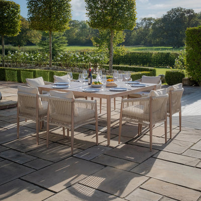 Santorini Outdoor Cream & Taupe Rope Weave 8 Seater Dining Set Outdoor 