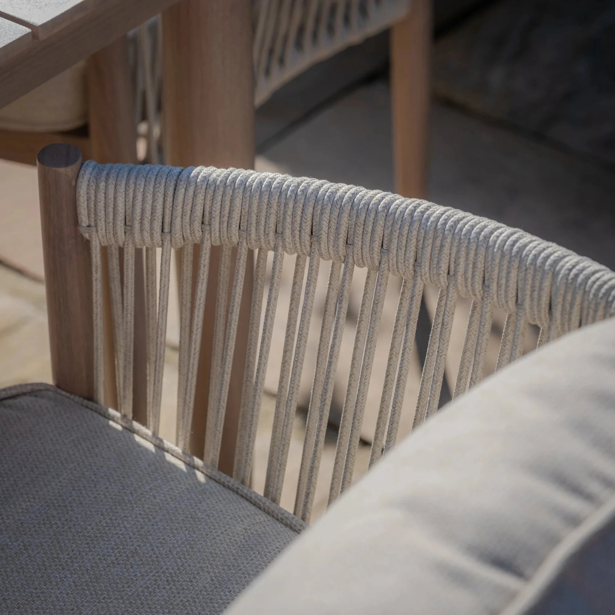 Santorini Outdoor Cream & Taupe Rope Weave 8 Seater Dining Set Outdoor 