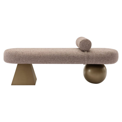 Santos Brown Tweed Statement Bench with Brass Accents Accessories 