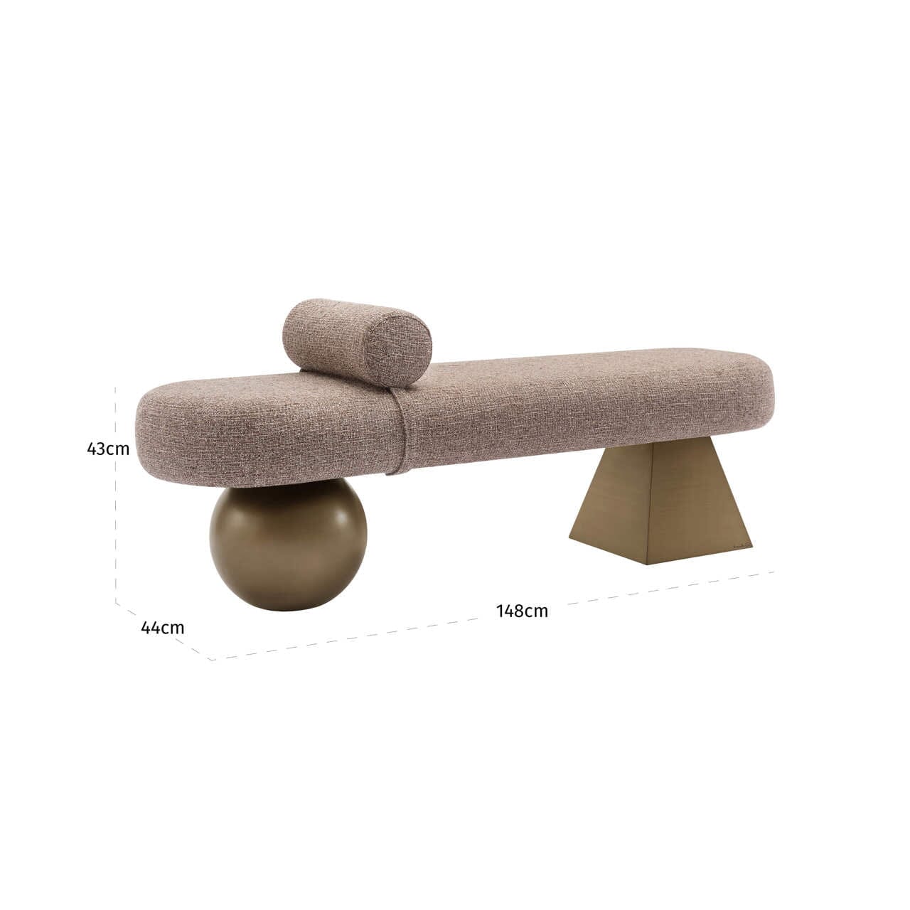 Santos Brown Tweed Statement Bench with Brass Accents Accessories 