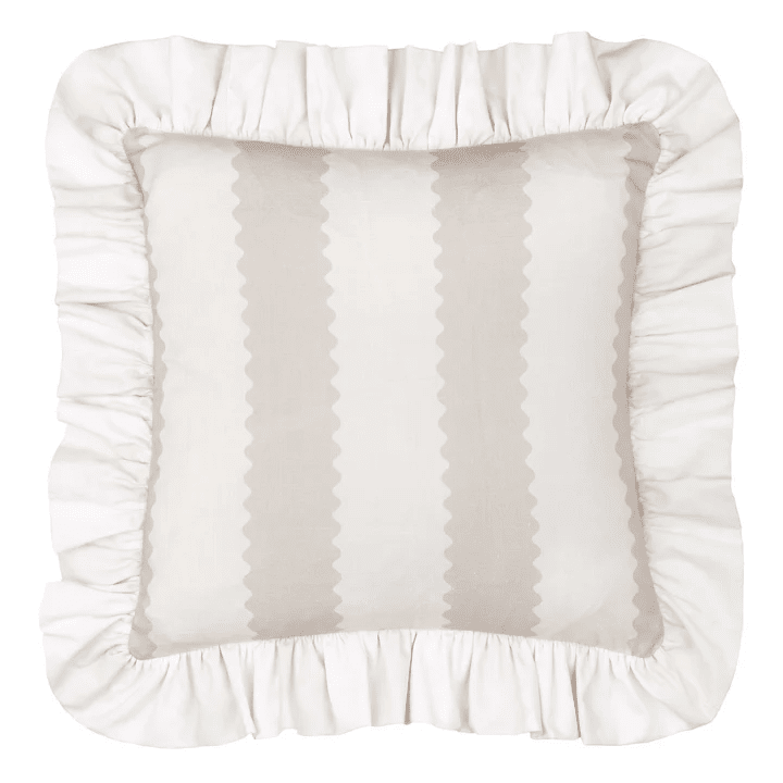 Sasha Oatmeal Striped Frilled Edge Cushion- 45x45cm Textiles 