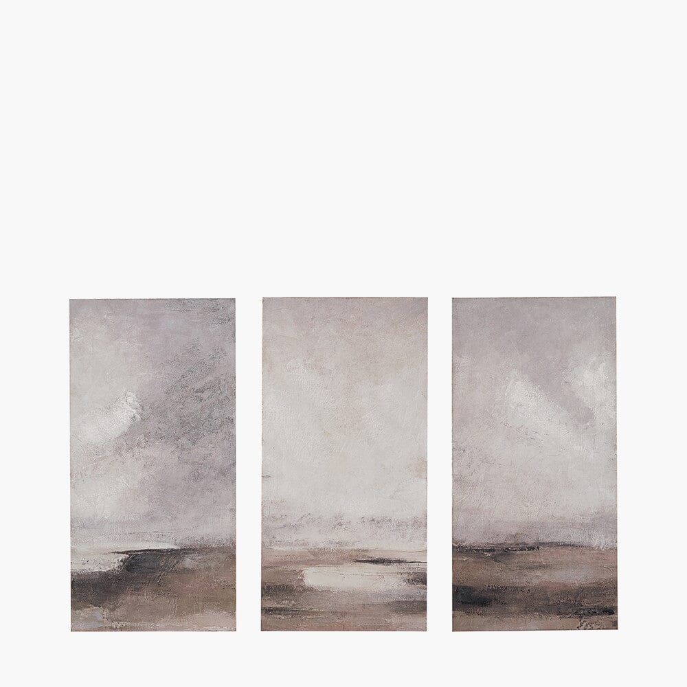 Sassari Neutral Abstract Landscape Canvases with Black Frames - Set of 3 Accessories 