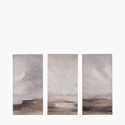 Sassari Neutral Abstract Landscape Canvases with Black Frames - Set of 3 Accessories 