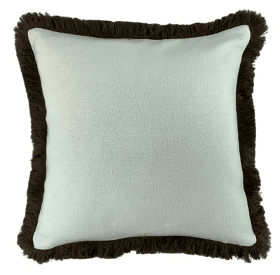 Scarlett Off White Textured Cushion with Brown Fringing Detail - 56x56cm Textiles 