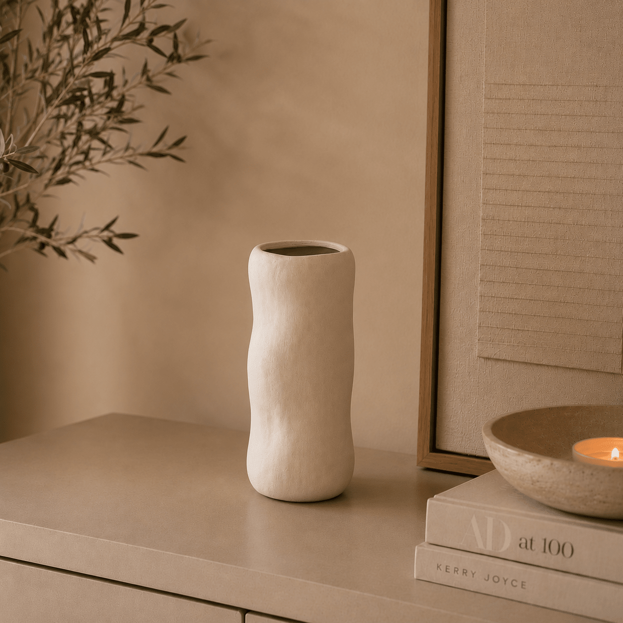 Sculpto Cream Ceramic Vase Accessories 