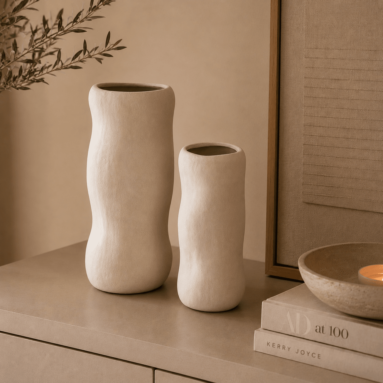 Sculpto Large Cream Ceramic Vase Accessories 