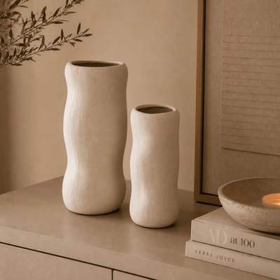 Sculpto Large Cream Ceramic Vase Accessories 