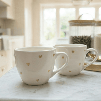 Seraphina Large White & Gold Heart Print Mug Accessories 