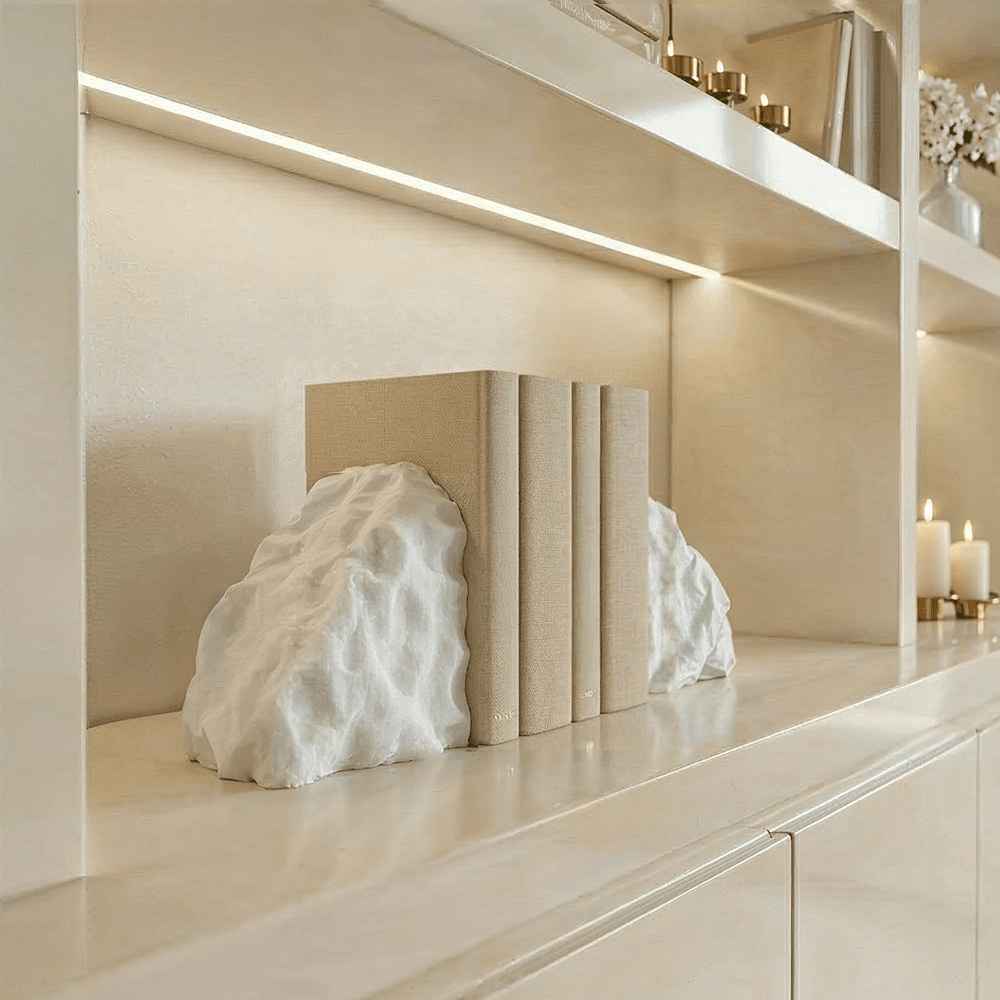 Seraphine White Quartz Abstract Bookends Accessories 