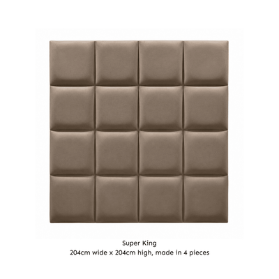 Serene Mink Velvet Luxury Cubed Upholstered Headboard Beds and Headboards 